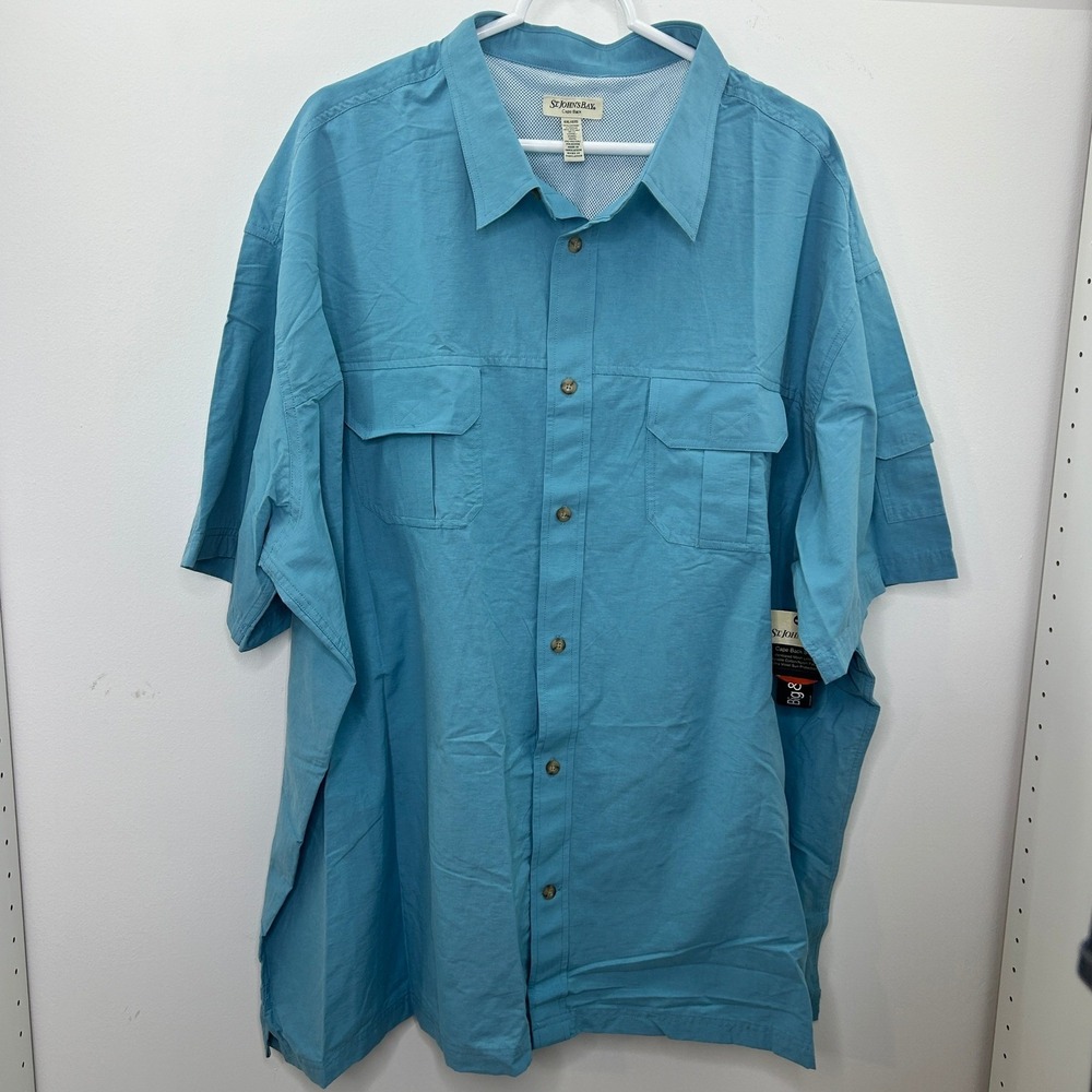 St John's Bay Mens Outdoor Fishing Shirt Blue 4XL UPF 40 Vented NWT